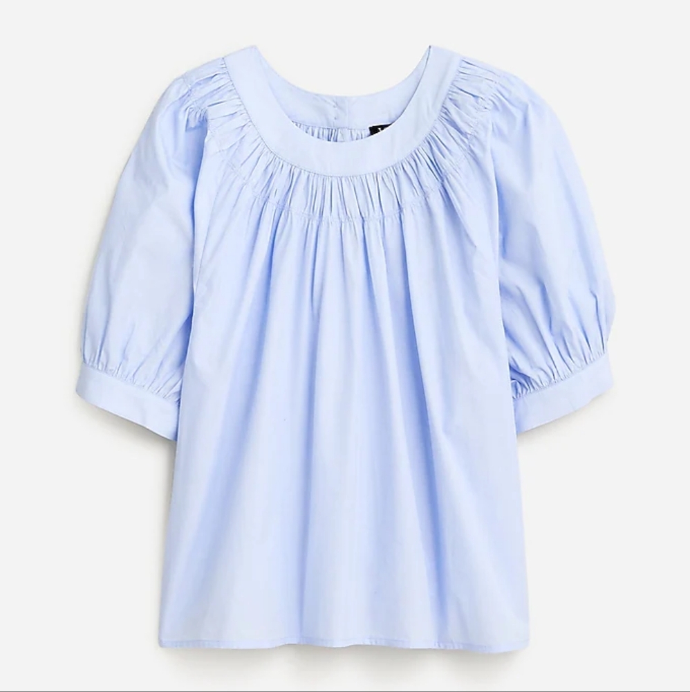 NWOT J.Crew Smock-neck puff-sleeve top in cotton poplin, M